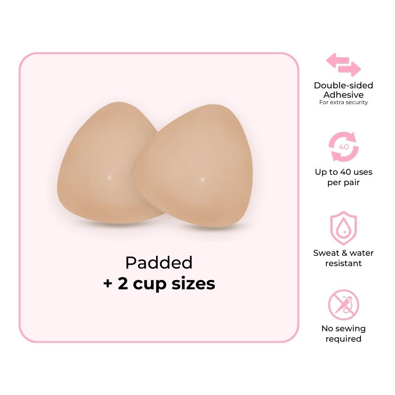 Reusable Push Up Self-Adhesive for Swimsuits Bikini Breast Enhancer Sticky  Bra Cups Silicone Bra Inserts Lift Breast Pads HEART-SHAPED LIGHT SKIN 